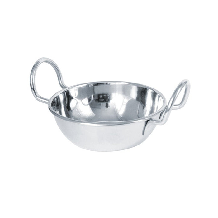 Plat inox Balti avec poignées 250 ml - Ø 10 cm - 12 unités
