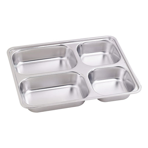Noxtray plateau repas inox 4 compartiments avec couv PP 28 cm x 22 cm - 10 unités