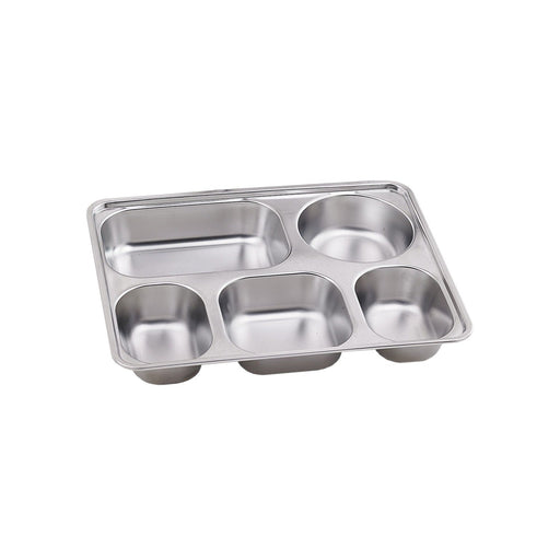 Noxtray plateau repas inox 5 compartiments avec couv pp 280x220mm - 10 unités