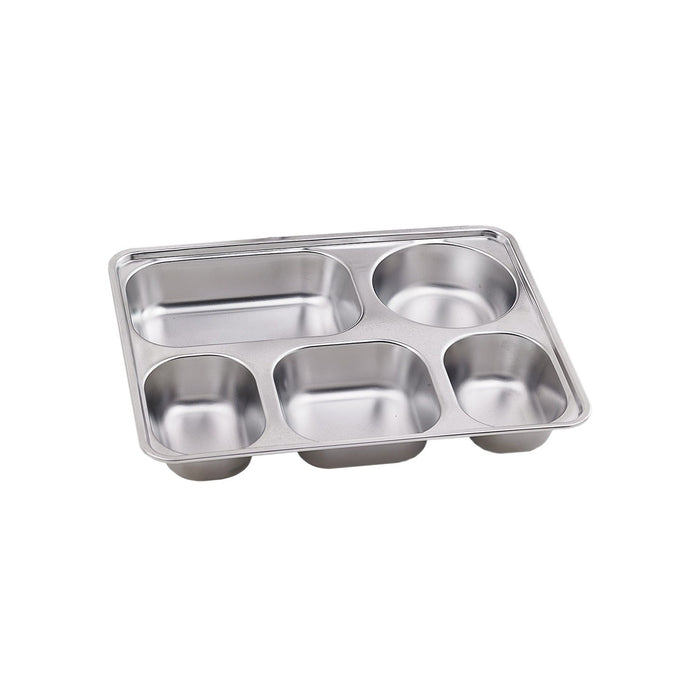 Noxtray plateau repas inox 5 compartiments avec couv pp 280x220mm - 10 unités