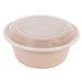 Bol reemp beige PP imprimé avec couvercle transparent - 1200 ml - 18,2 cm x 18,2 cm x 8,2 cm. - 50 unités