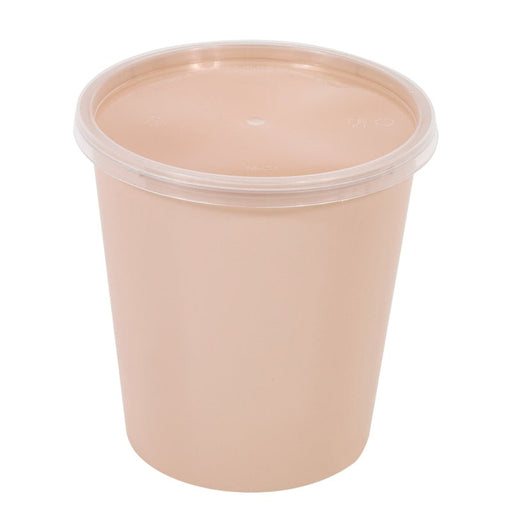 Bol Reemp PP beige avec couvercle transparent - 1000 ml - 12 cm x 12 cm x 12,5 cm. - 50 unités