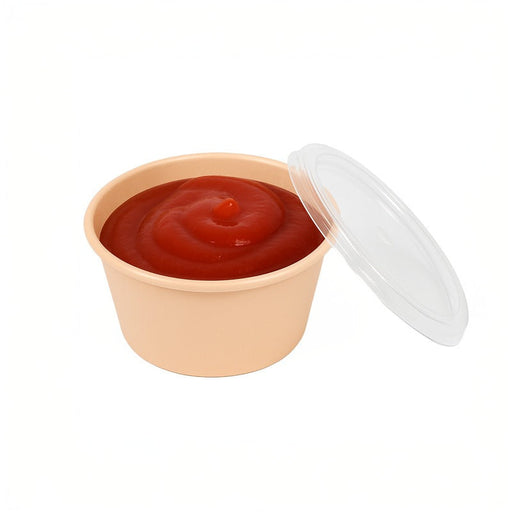 Bol Reemp PP beige avec couvercle transparent - 60 ml - 6,4 cm x 6,4 cm x 3 cm. - 100 unités