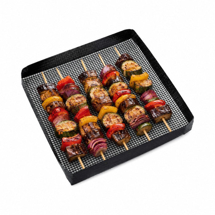 Plaque grillagée en silicone avec bordure pour BBQ 27,9 cm x 27,9 cm H 3 cm - 2 unités