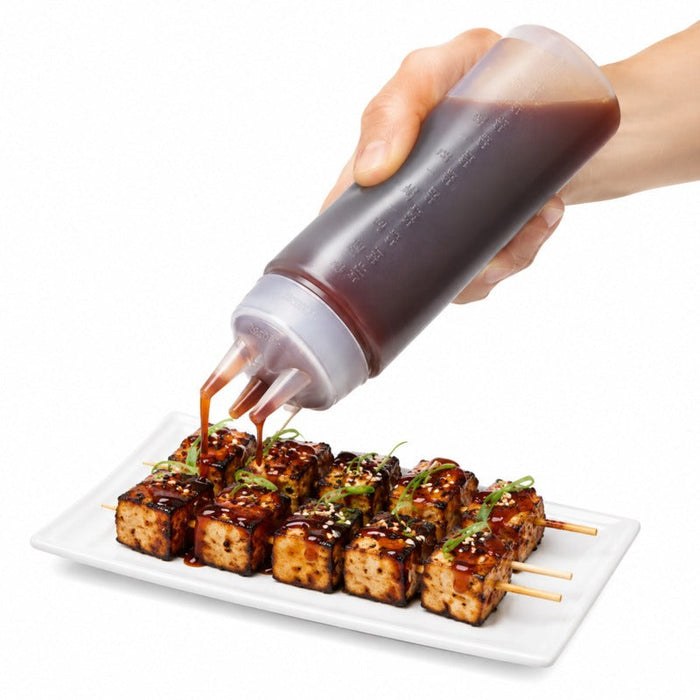 Squeezer souple transparent 3 embouts, plastique BPA free H 19,5 cm 350ml - 6 unités