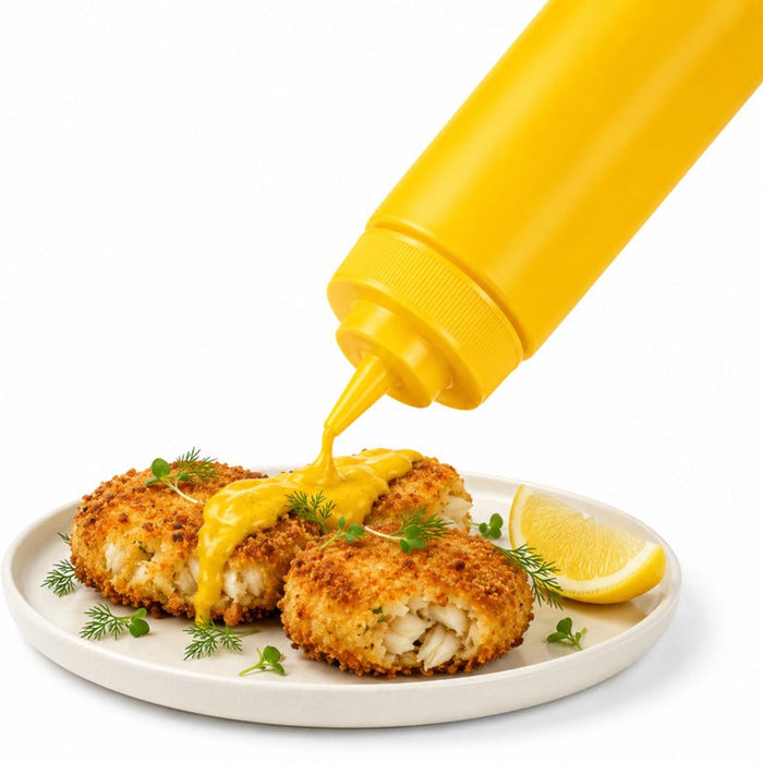 Squeezer souple jaune 1 embout, plastique BPA free H 19,5 cm 350ml - 6 unités