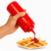 Soft red squeeze bottle with 1 nozzle, BPA-free plastic - 630 ml - H 26 cm - 6 pcs