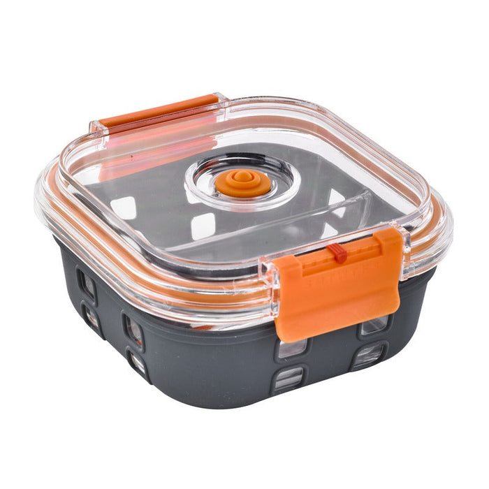 Bol carre borosilicate compartimentée+couv acrylique transp+protection silicone Ø 15,2 cm H 6 cm - 24 unités