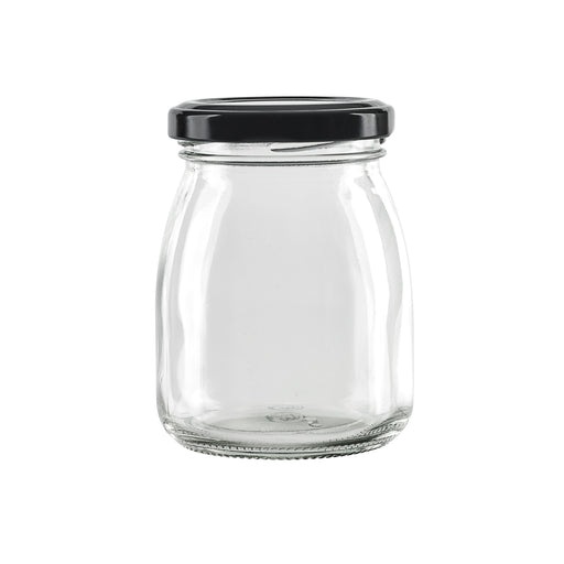 Glass pudding pot with black iron cap - 200 ml - Ø 6 cm - H 9.1 cm - 30 pcs