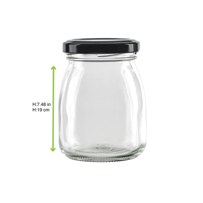 Puddingbecher aus Glas mit schwarzem Eisenverschluss - 200 ml - Ø 6 cm - H 9,1 cm - 30 Stück