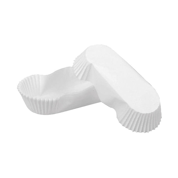 Caissette de cuisson ovale blanche en papier siliconé - 15,5 cm x 7,5 cm - H 5,7 cm - 50 unités