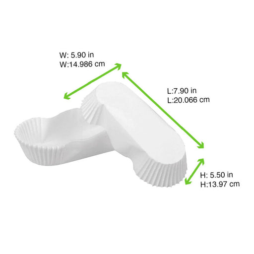 Caissette de cuisson ovale blanche en papier siliconé - 15,5 cm x 7,5 cm - H 5,7 cm - 50 unités