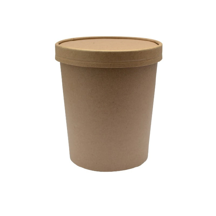 Pot carton brun chaud et froid avec couvercle carton H118mm 560ml
