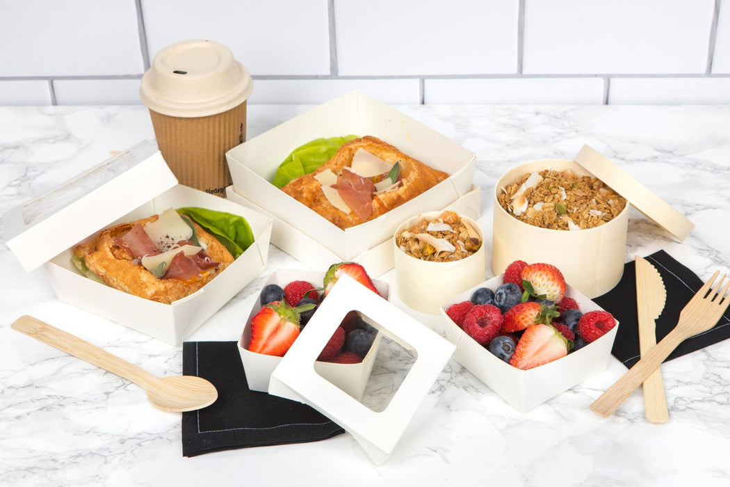 Pot carton brun chaud et froid avec couvercle carton H118mm 560ml