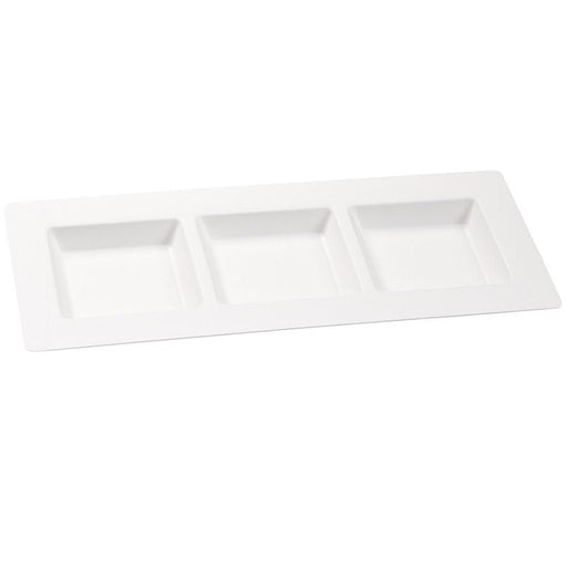 Assiette pulpe rectangulaire 3 compartiments 26 cm x 11 cm - 4 unités