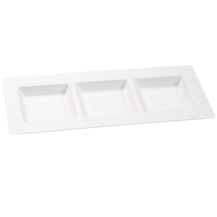 Assiette pulpe rectangulaire 3 compartiments 26 cm x 11 cm - 4 unités
