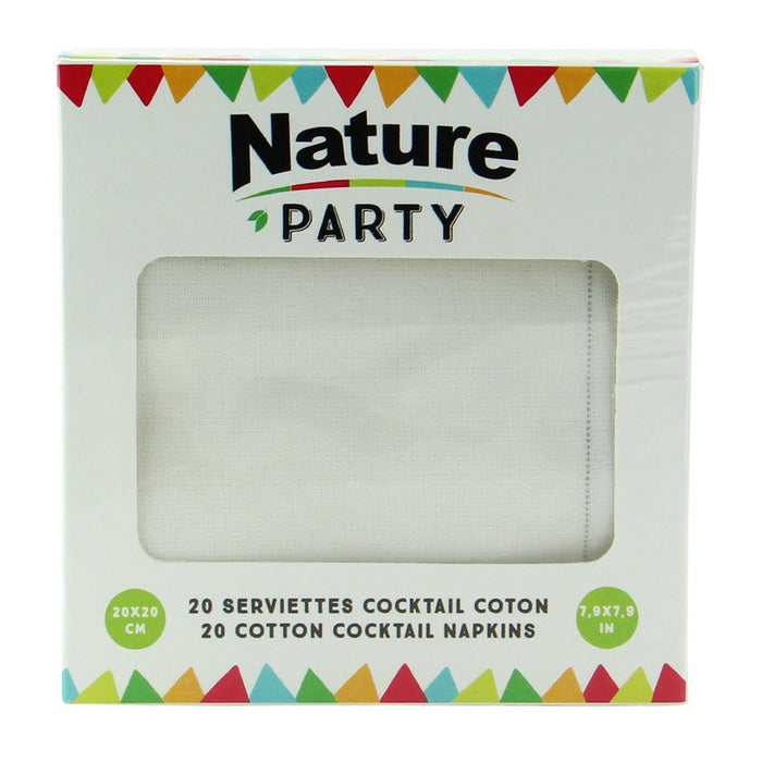 Serviette coton crème pour cocktail 20 cm x 19,5 cm - 20 unités