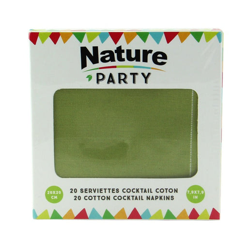 Serviette coton vert pour cocktail - 20 unités