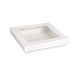 Boîte "Kray" carrée carton blanc avec couvercle à fenêtre Par 50 unités L: 20,5 cm x l: 20,5 cm x H: 4 cm x P: 35 g