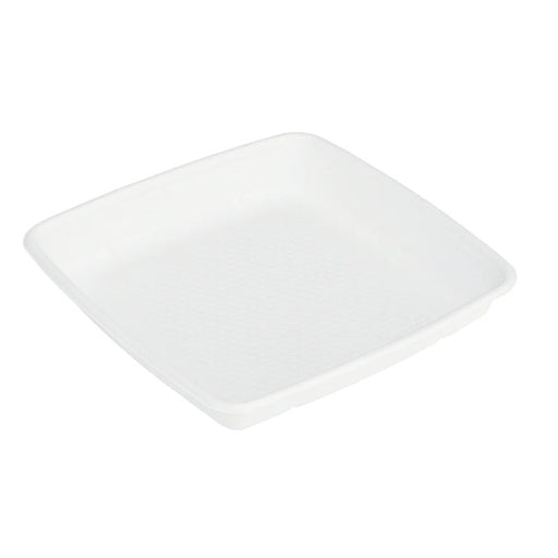 Saladier carré blanc en pulpe sans couvercle - 1000 ml - 23,5 cm x 23,5 cm - H 2,8 cm - 25 unités