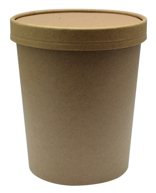 Pot carton brun chaud et froid avec couvercle carton 940 ml Diam: 11,6 cm 11,6 x 8,8 x 13,5 cm - 25 unitÃ©s