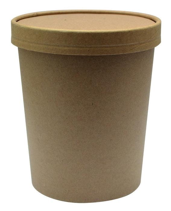 Pot carton brun chaud et froid avec couvercle carton 940 ml Diam: 11,6 cm 11,6 x 8,8 x 13,5 cm - 25 unitÃ©s