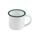 enamel mini mug acier emaillé blanche /bord vert 90ml - diam.50mm h50mm x 12pcs