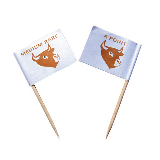 Pique en bois avec extrémité drapeau à point  H65mm - 1 Pcs